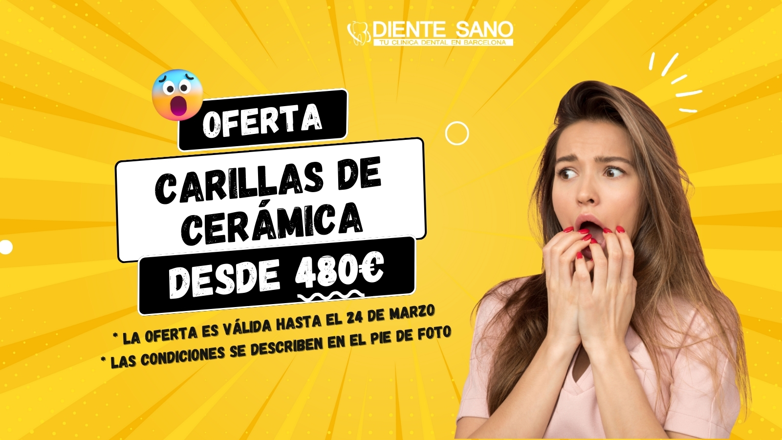 Descubre el secreto de una sonrisa perfecta con la oferta exclusiva de la clínica dental Diente Sano en Barcelona. Te presentamos las carillas de cerámica a un precio especial desde 480 euros. Esta es tu oportunidad para lograr un aspecto impecable de tus dientes, corregir pequeños defectos y dar a tu sonrisa el blanco y la forma deseada.