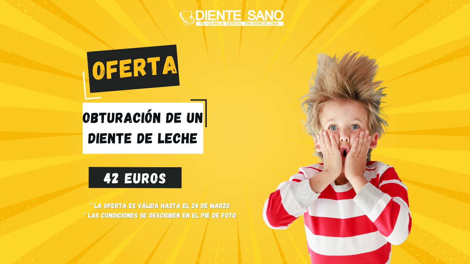 ¡Empaste de diente de leche por solo 42 euros! Regale a su hijo una sonrisa de salud y felicidad con ofertas exclusivas de la clínica dental Diente Sano en Barcelona. Entendiendo la importancia del cuidado de los dientes de leche, ofrecemos una promoción especial enfocada en el cuidado y protección de la sonrisa de su hijo.